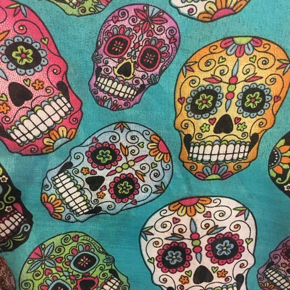 NEW Aqua Sugar Skulls Blue Scarf Wrap or Table runner 58”x10” inches - Picture 1 of 3